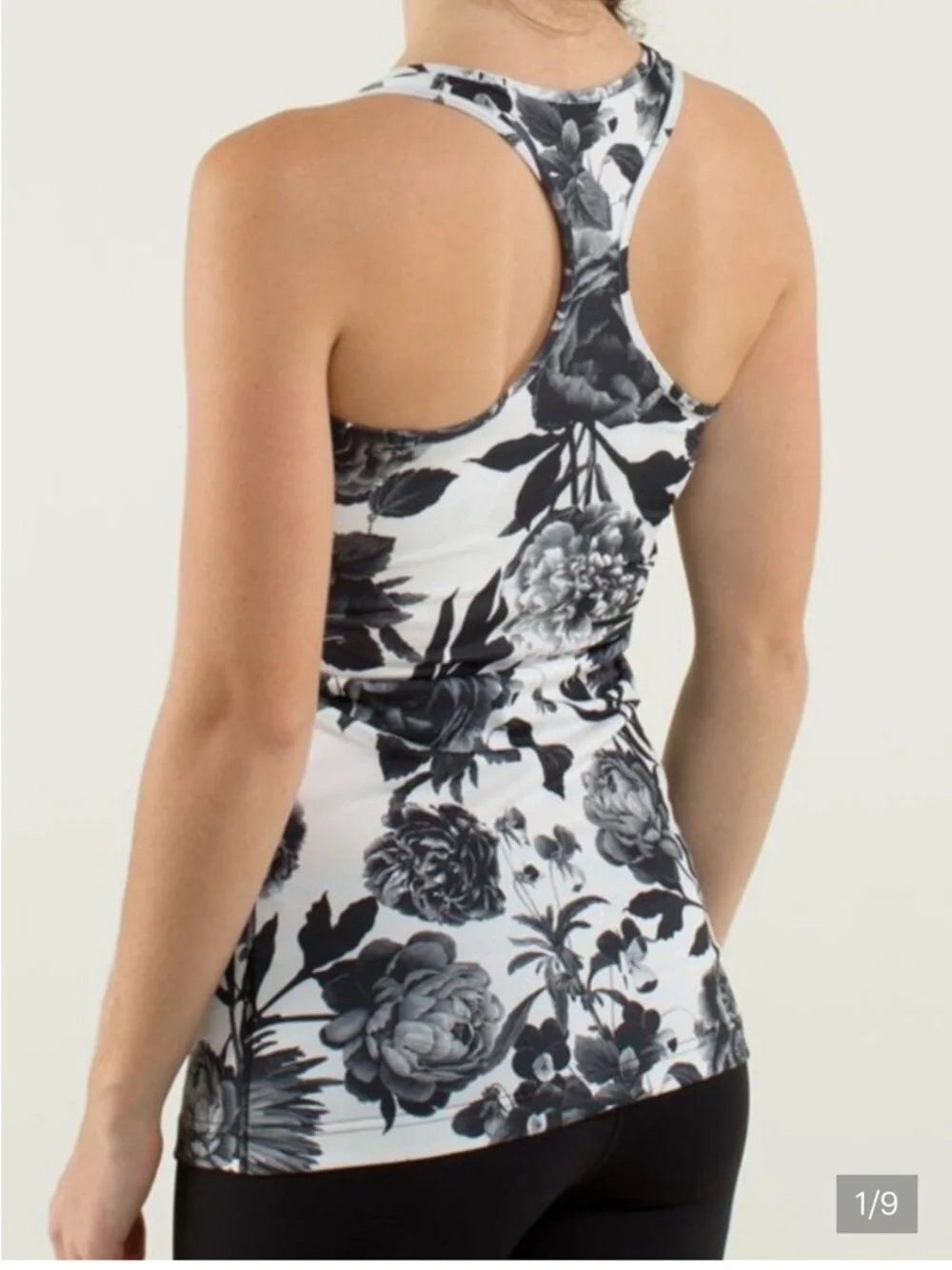Lululemon Cool Racerback in Brisk Bloom Black White Sz 4